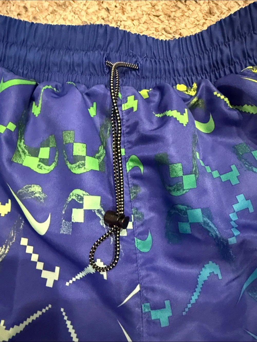 Nike Blue Boys' Patterned Athletic Shorts with Neon Accents